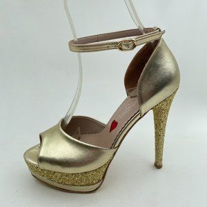 Handmade Golden Leather High Heel Shoes - 8 Inch - Elegant & Unique